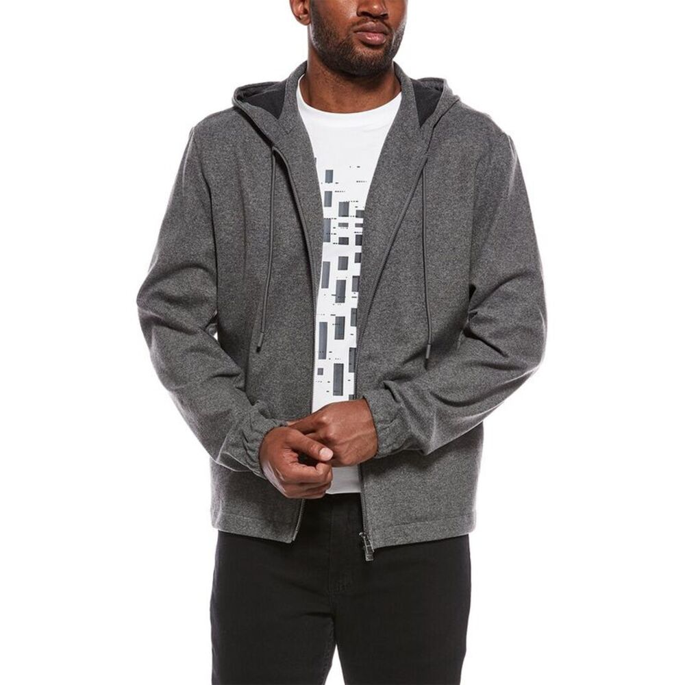 Boss Hugo Boss Mens Hanry Hooded Wool-Blend Jacket, Gray
